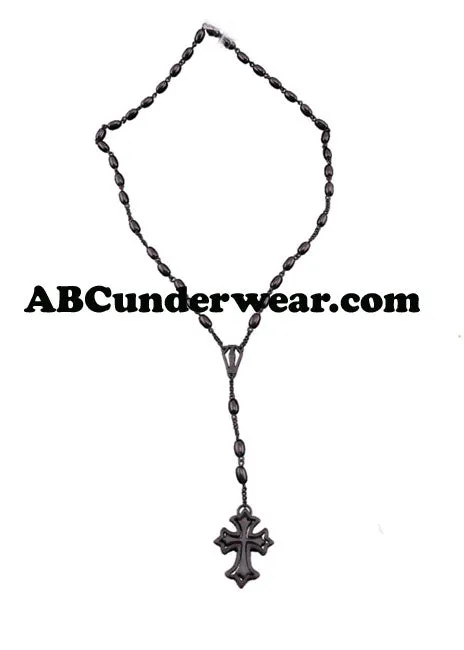 Black Rosary Necklace Cross