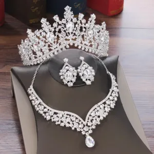 Bling Bridal Jewelry Sets Crystal Tiaras Necklace Earring Set