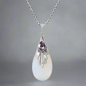 Bohemian Drop-Shaped Moonstone Inlaid Pendant