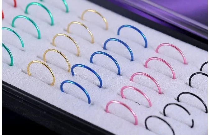 Box Of 40 Stainless Steel Curved Nose Rings