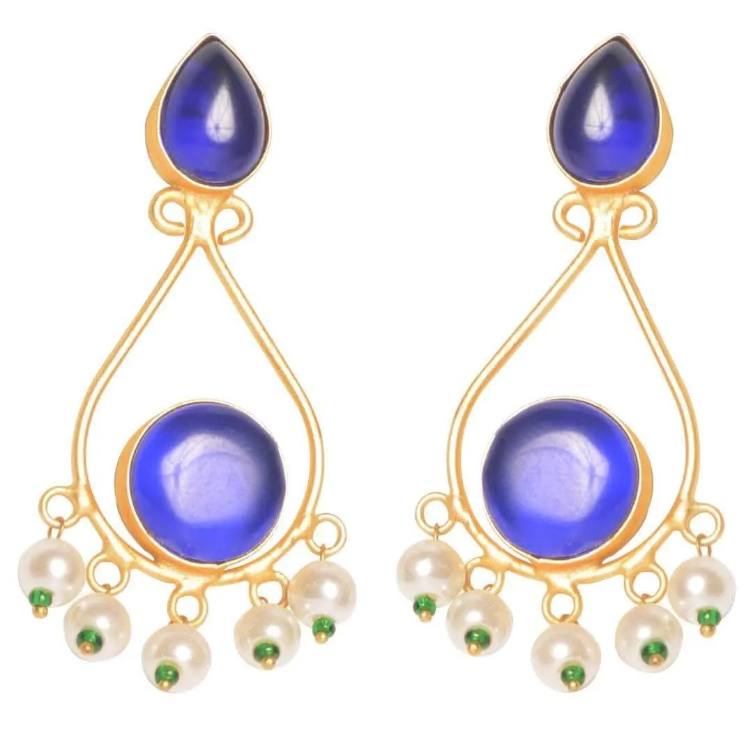 Brass blue color stylish earrings