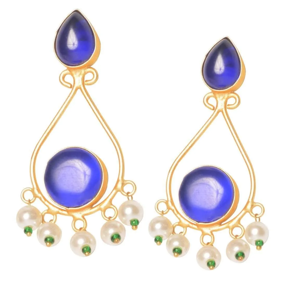 Brass blue color stylish earrings