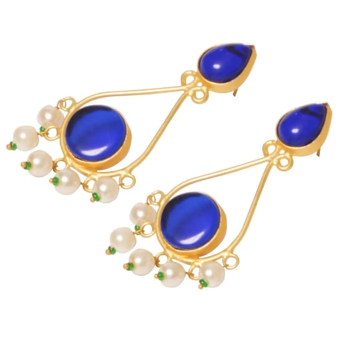 Brass blue color stylish earrings