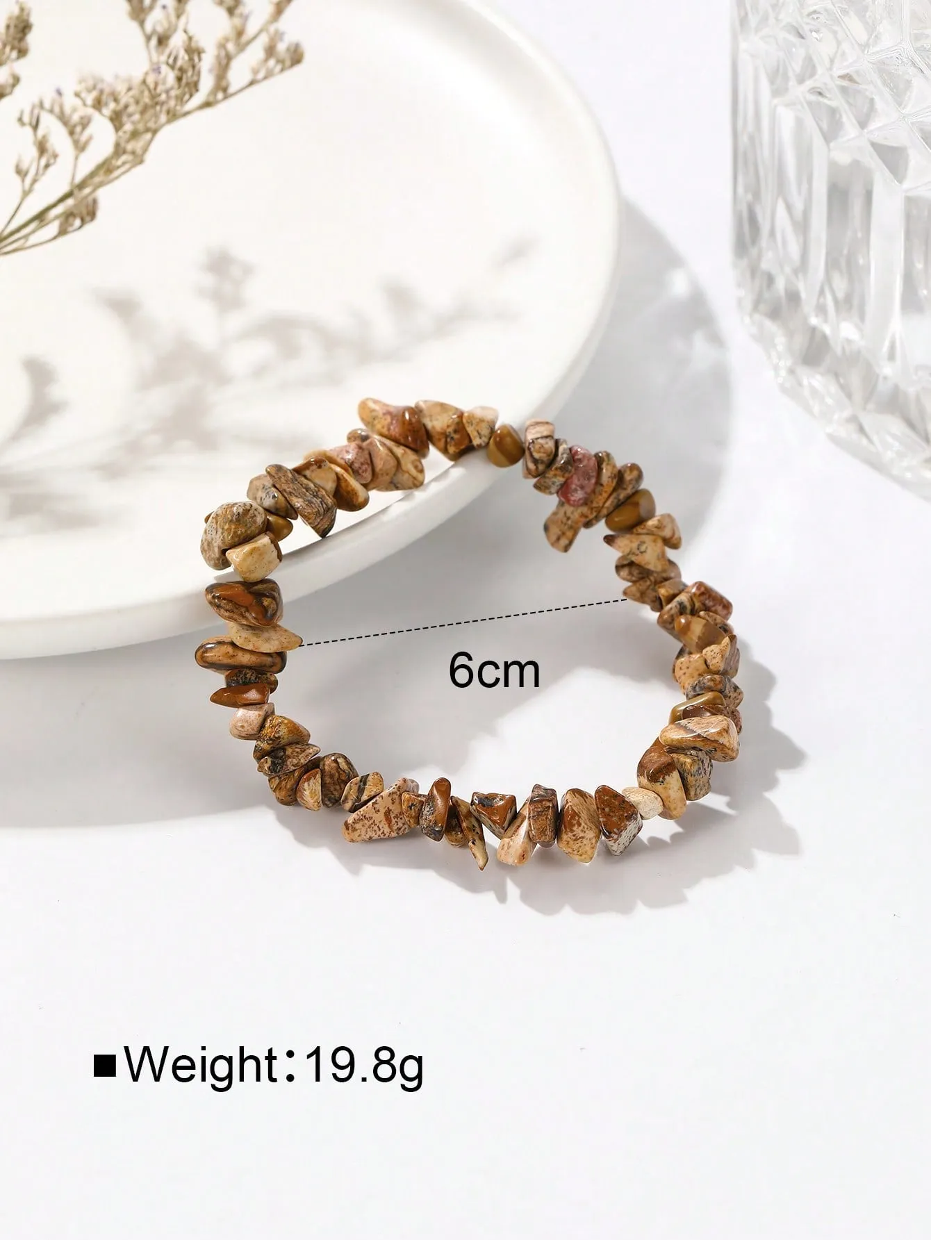 Brown Stone Beaded Bracelet Women Bracelet Stackable Bracelet Crafted Jewelry