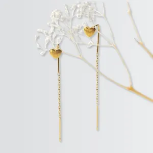 Brushed Hearts Needle Drop Earrings