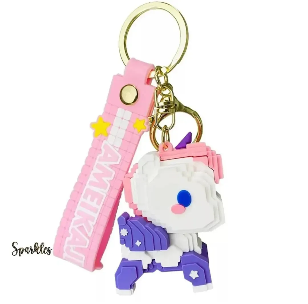 BUILDING BLOCK UNICORN KEYCHAIN