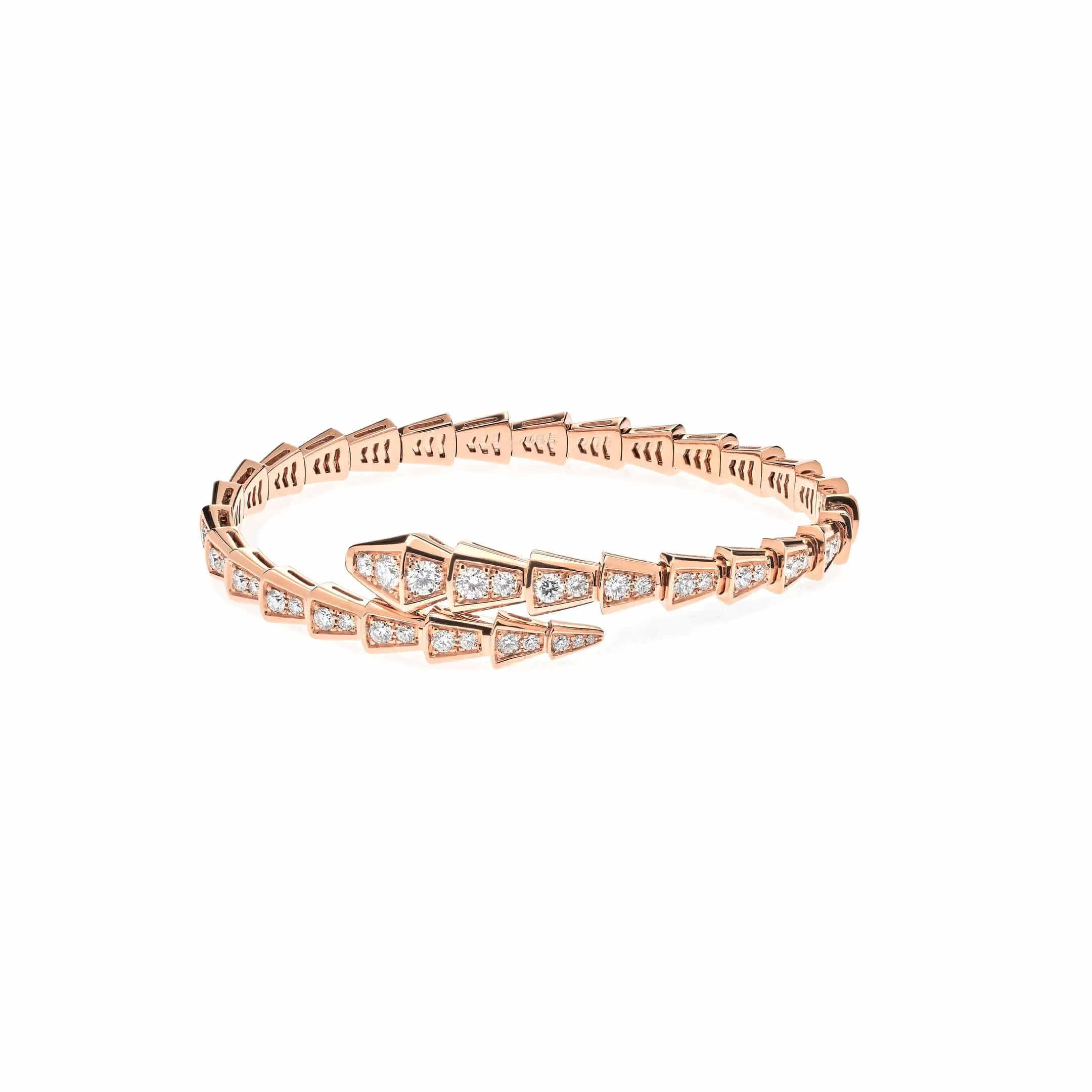 BVLGARI Serpenti Viper Thin Bracelet Rose Gold Full Pavé Diamonds 353793