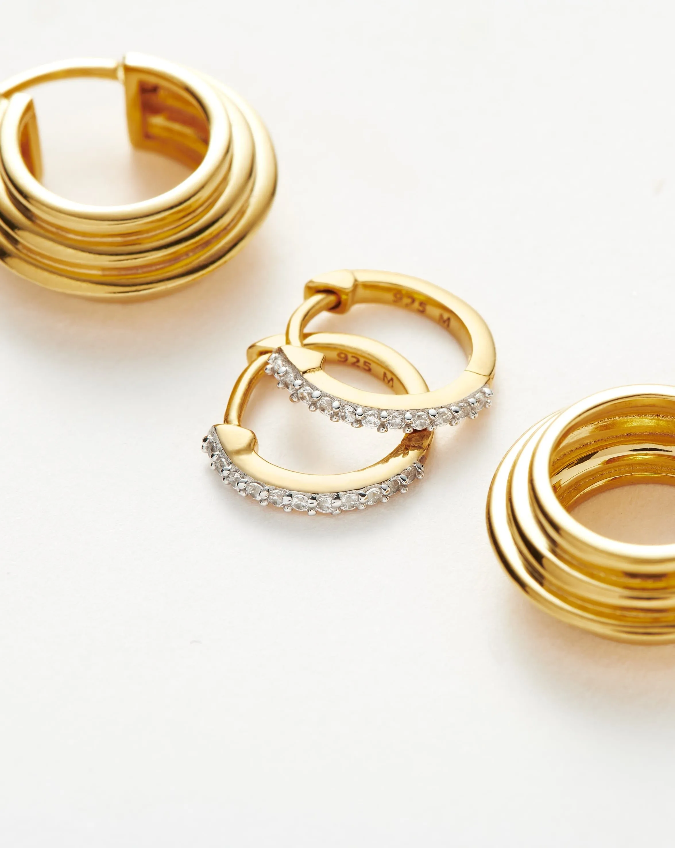 Classic Ridge Mini Hoop Earring Set | 18ct Gold Plated Vermeil