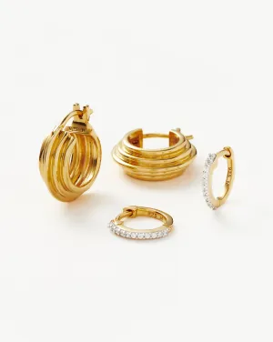 Classic Ridge Mini Hoop Earring Set | 18ct Gold Plated Vermeil