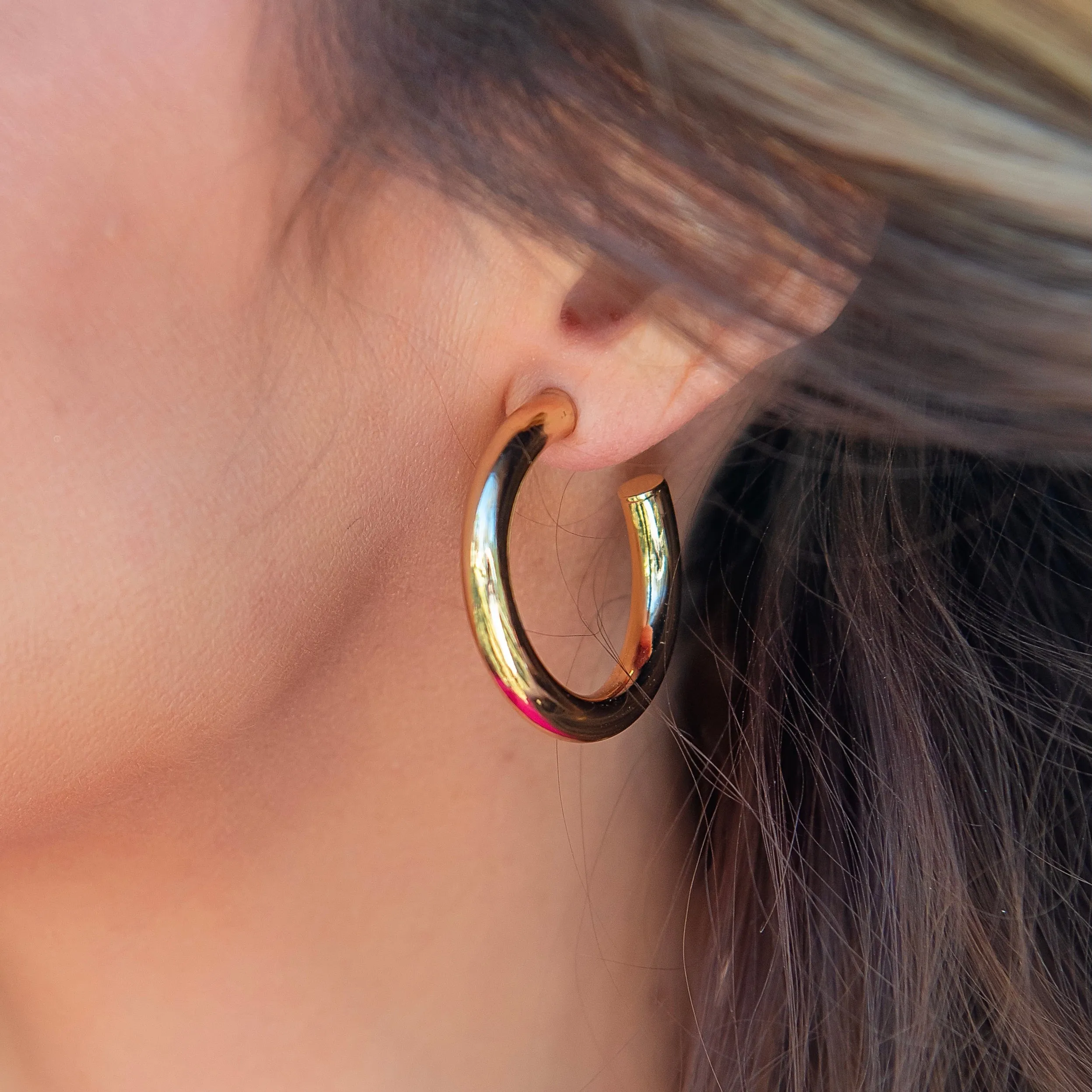 Classic Thick Gold Hoop Earrings