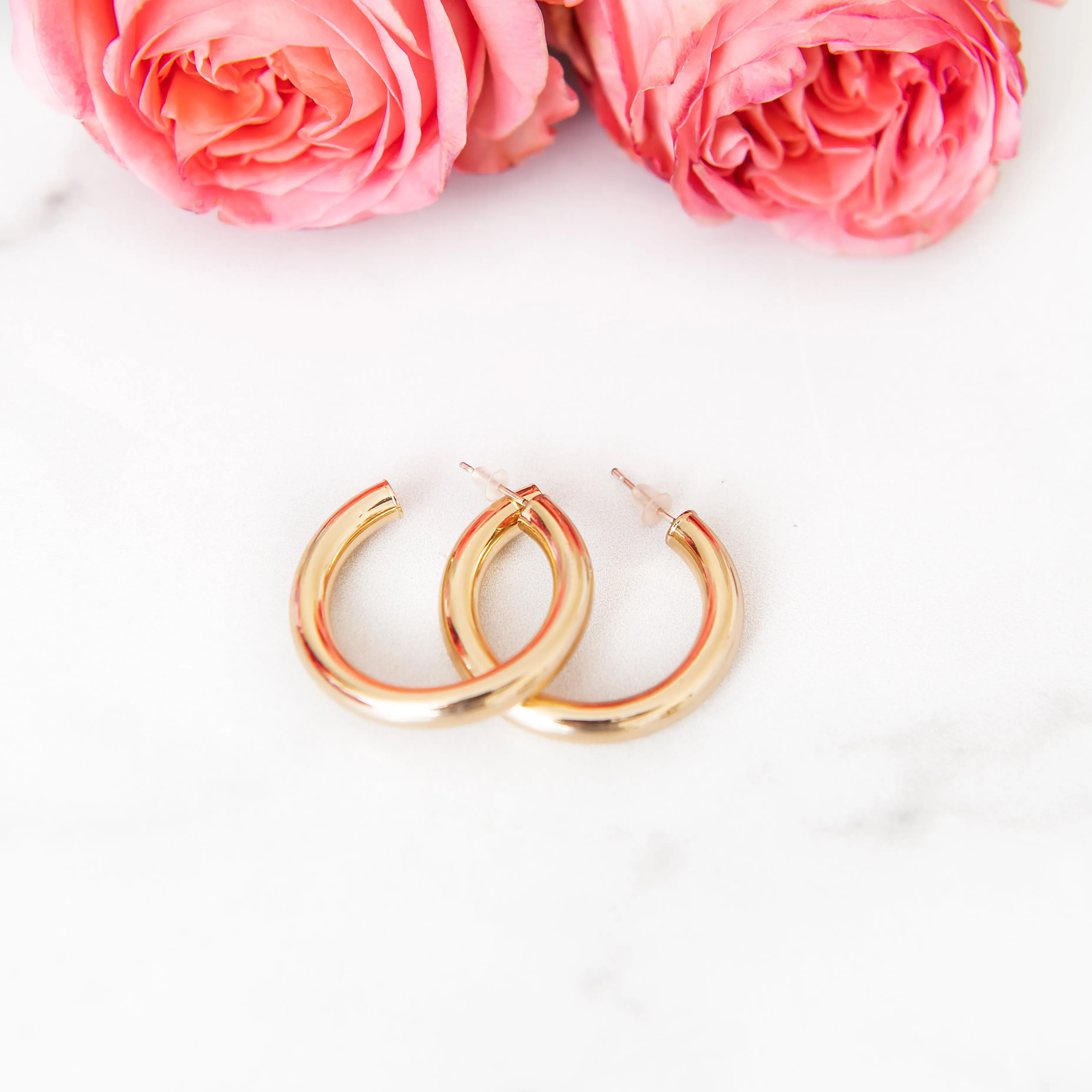 Classic Thick Gold Hoop Earrings