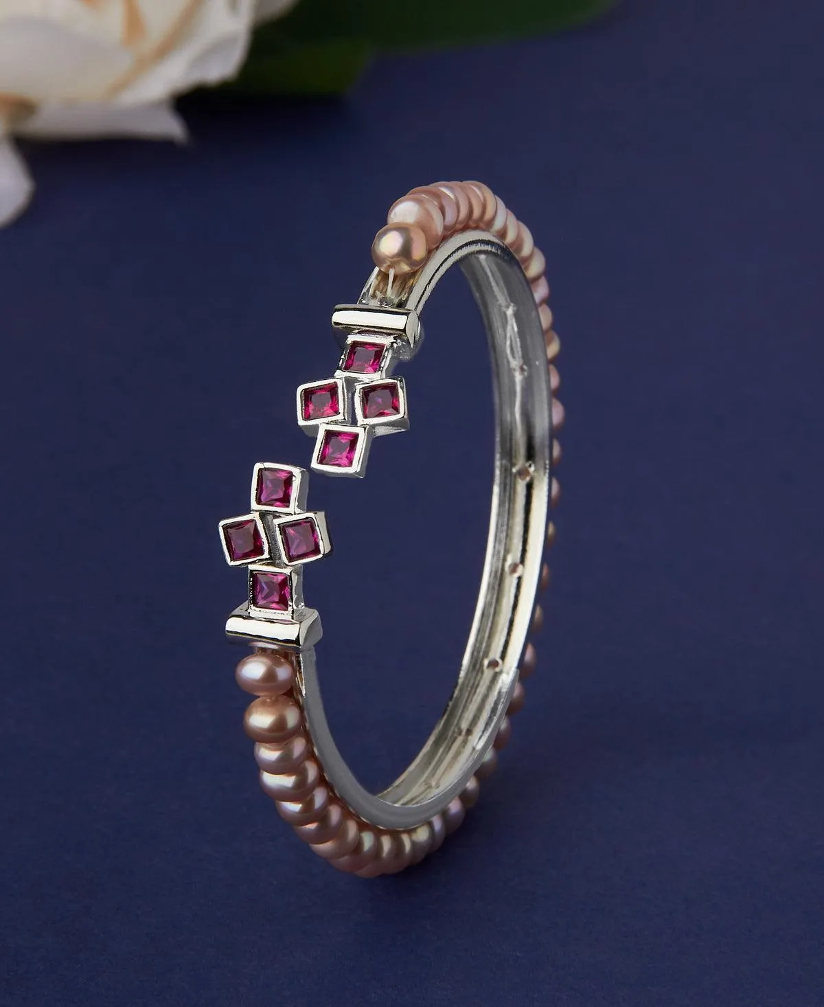 Classy Pink Pearl Bangle