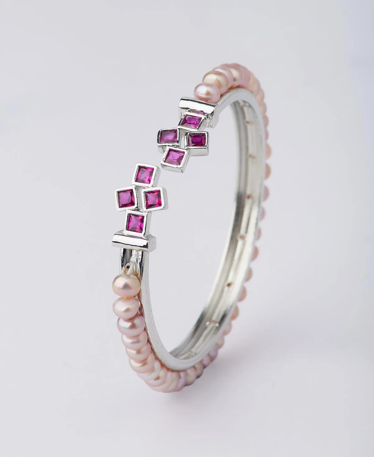 Classy Pink Pearl Bangle