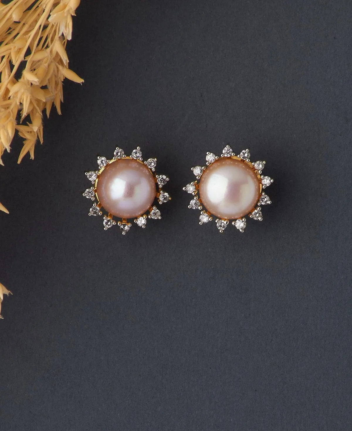 Classy Pink Pearl Stud Earring