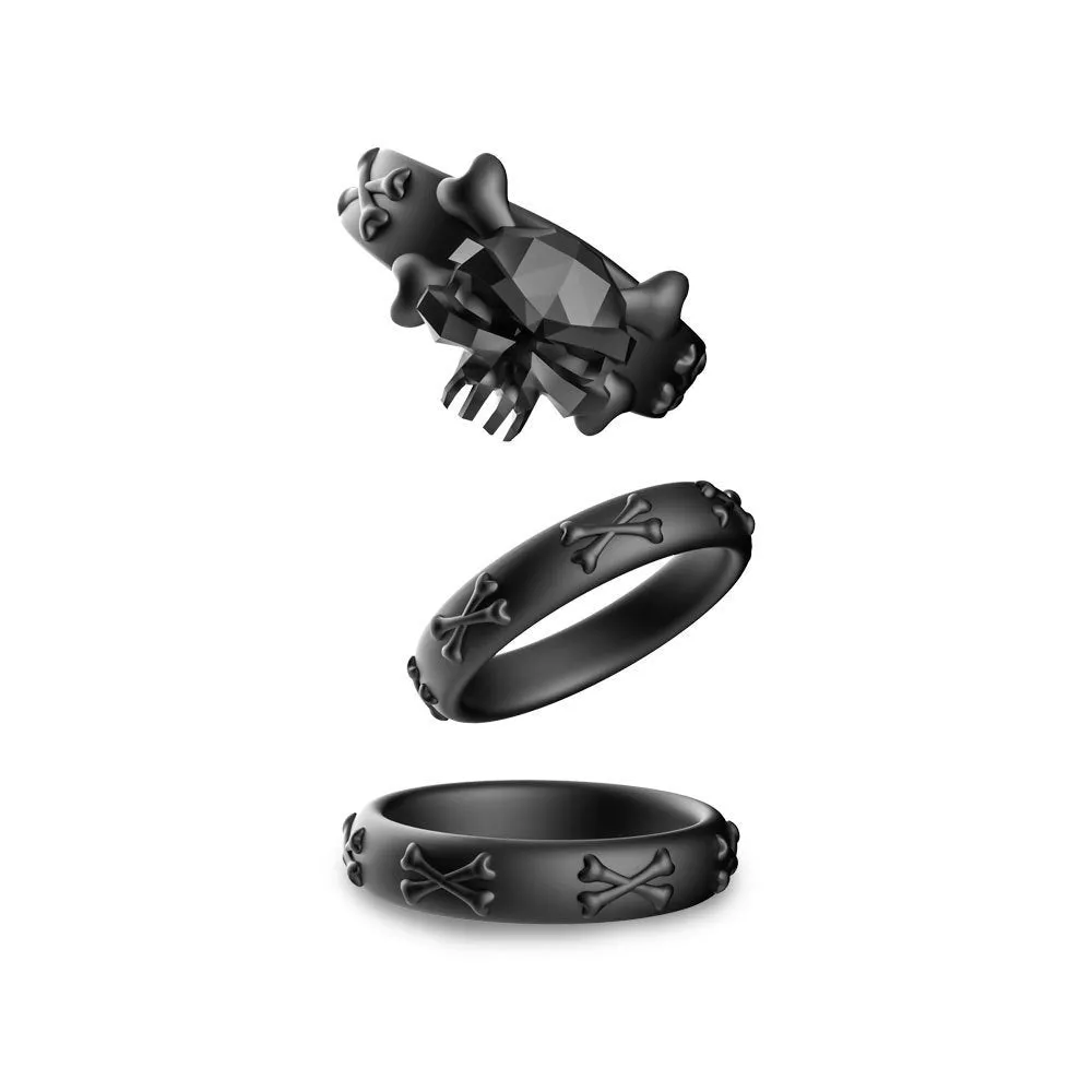 Cock Ring Skull Triple Ring Set Penis Rings Male Sex Delay Ring