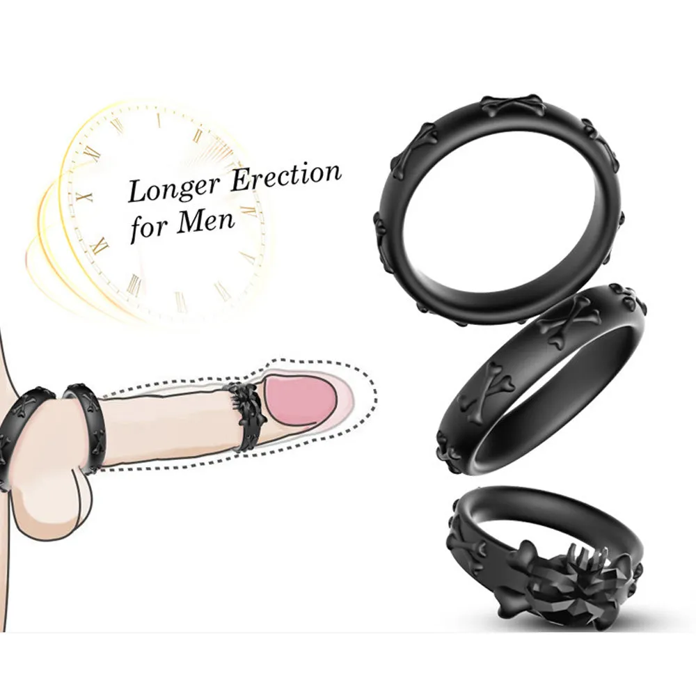 Cock Ring Skull Triple Ring Set Penis Rings Male Sex Delay Ring