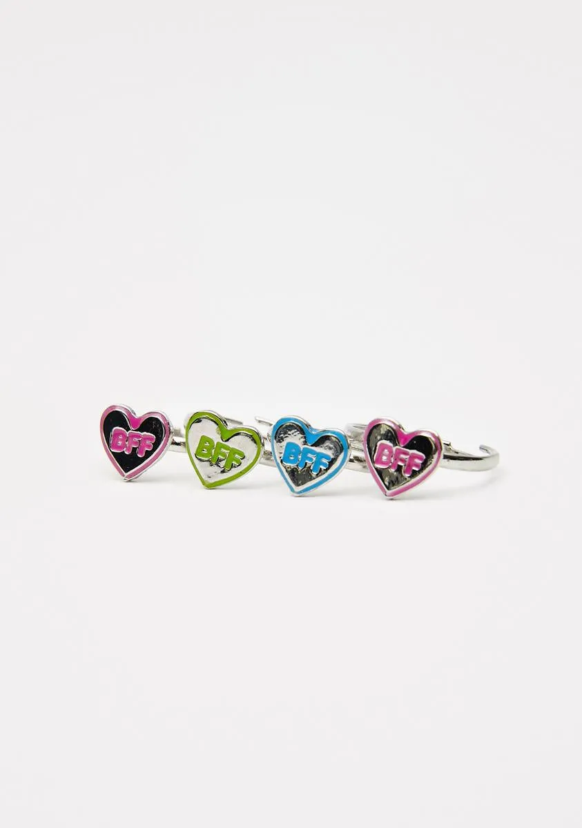 Colorful Love BFF Rings Set