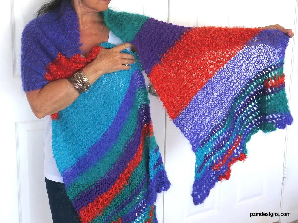 Colorful Mohair Shawl, Large Knit Evening Wrap, Luxury Gift for Her