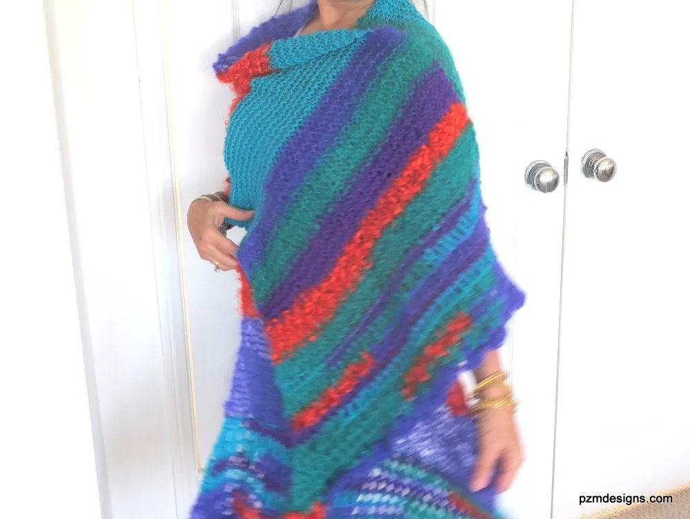 Colorful Mohair Shawl, Large Knit Evening Wrap, Luxury Gift for Her