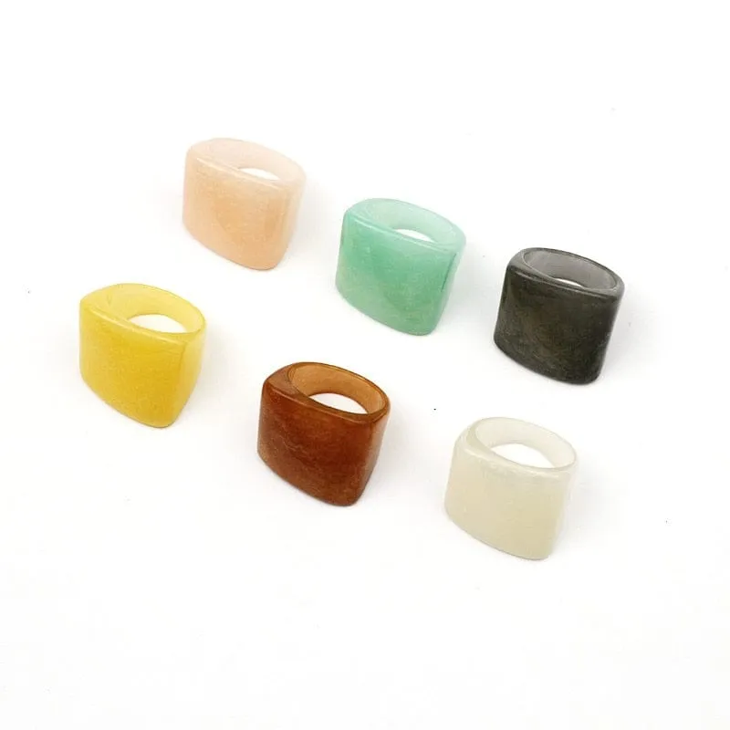 Colorful Resin Geometric Ring