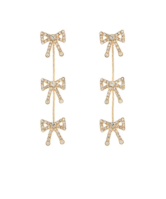 Crystal Bow Chain Earrings