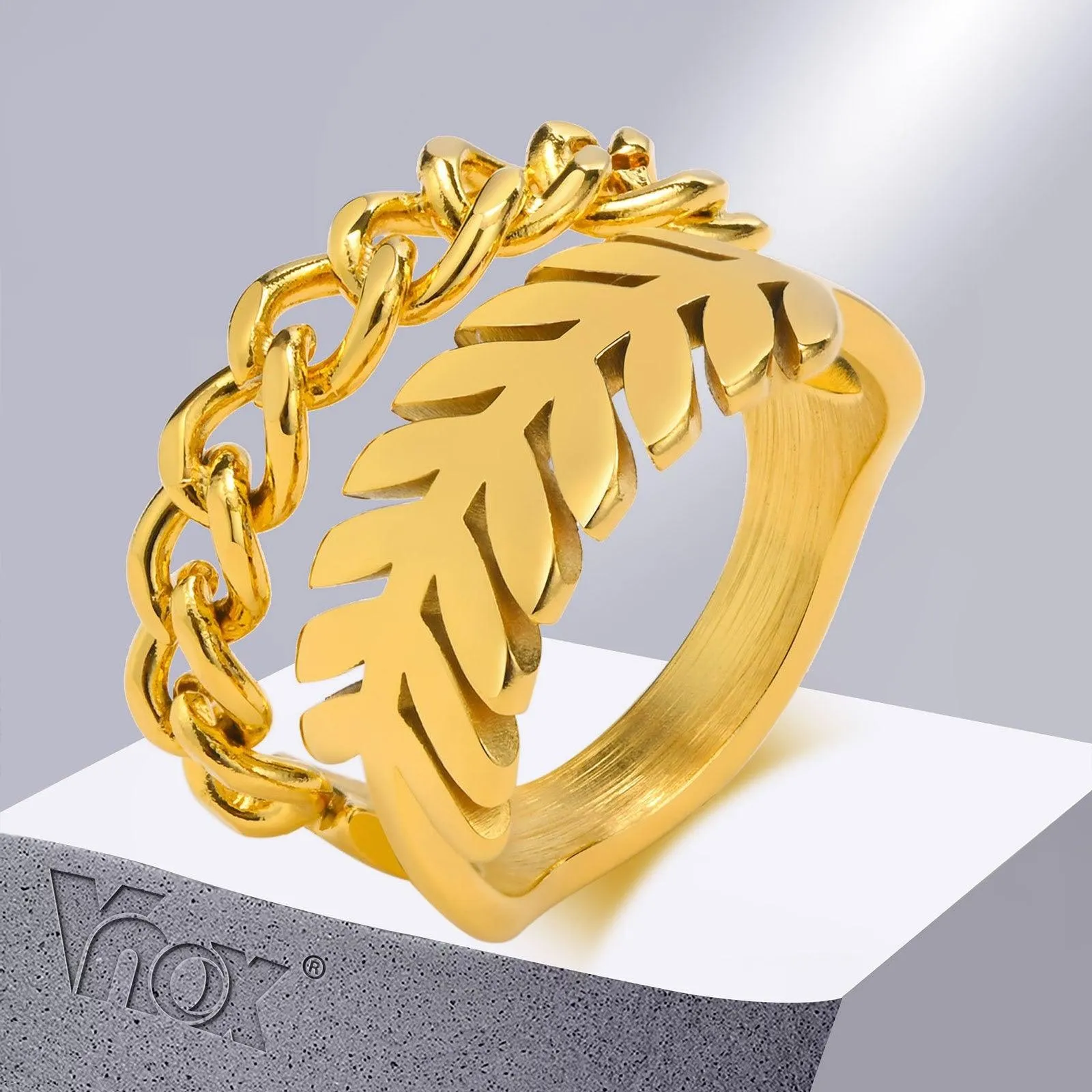 Curb Chain Leaf Rings