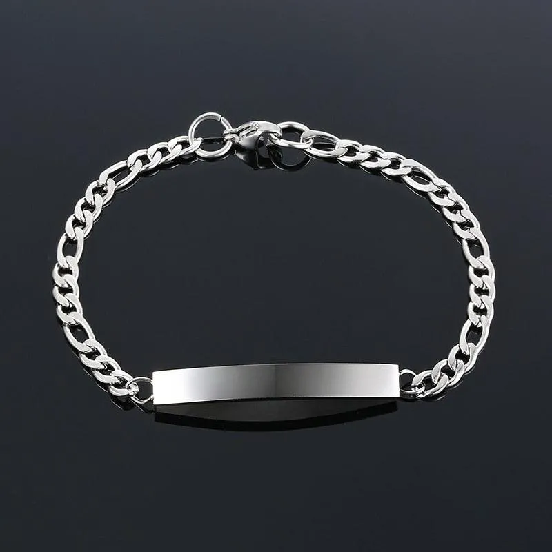 Custom Medic Name Bracelets 4 Colors Option Solid Stainless Steel Bar Link Chain Anniversary Jewelry