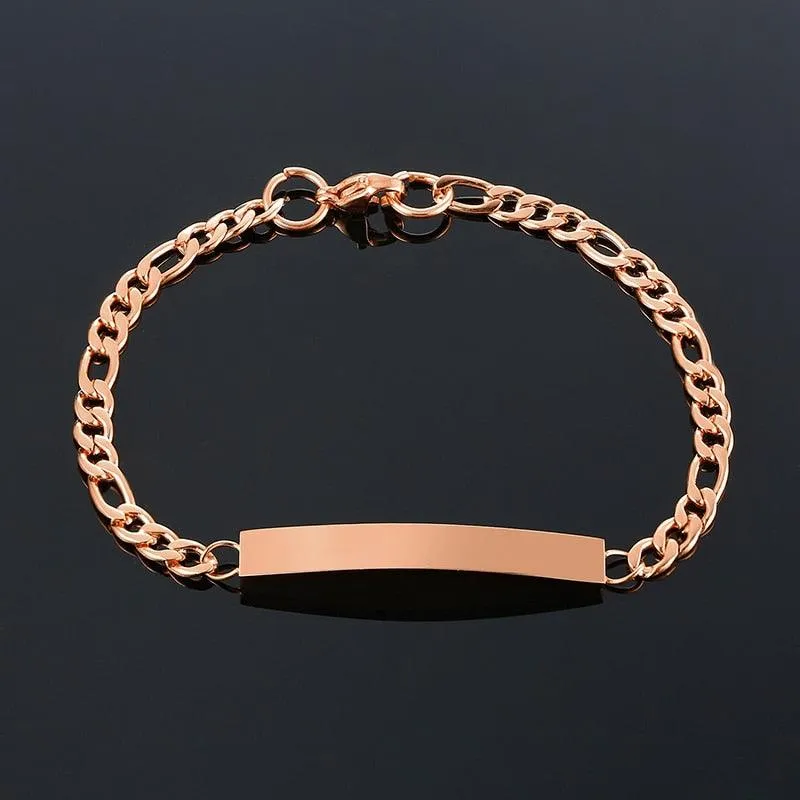 Custom Medic Name Bracelets 4 Colors Option Solid Stainless Steel Bar Link Chain Anniversary Jewelry