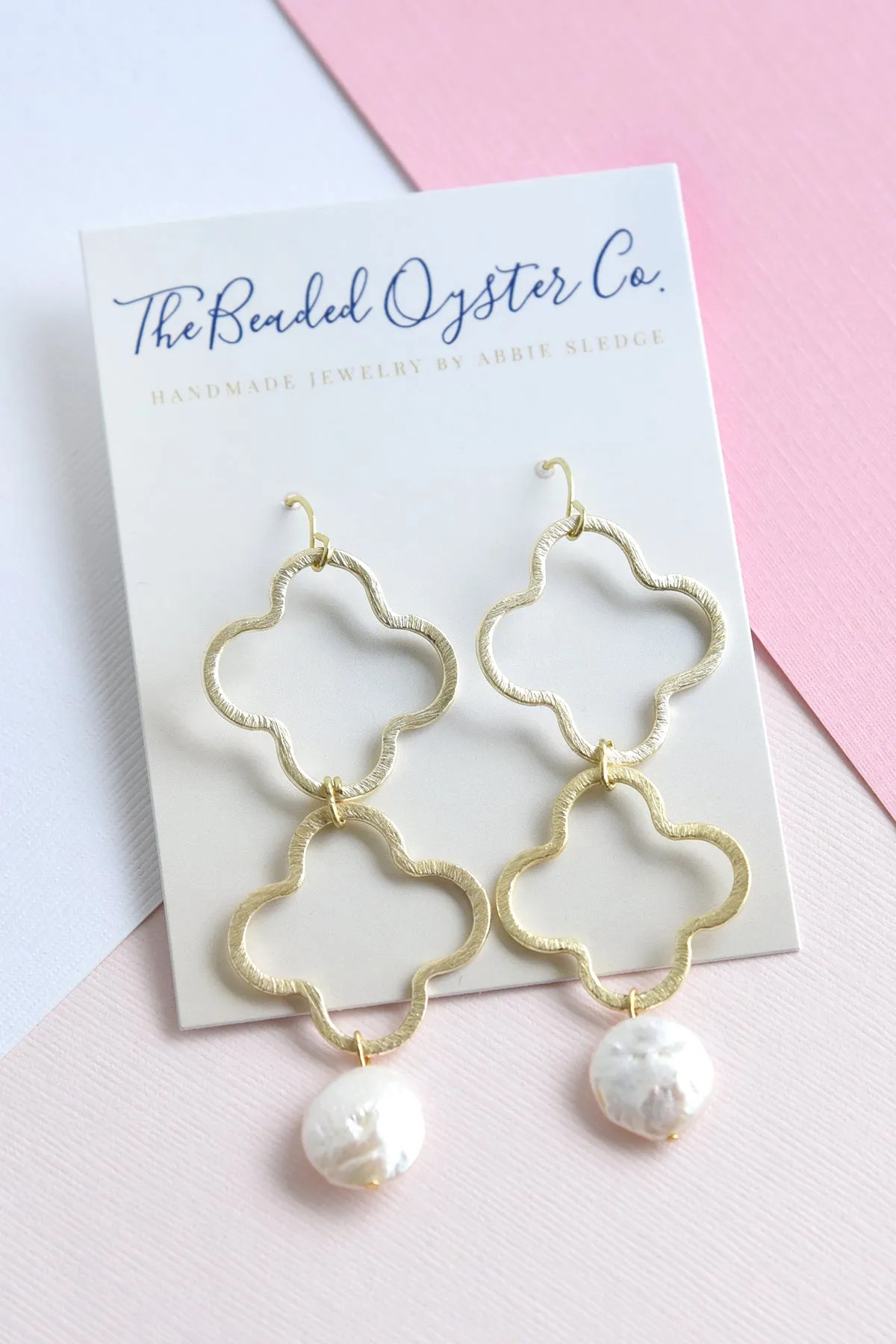 DOUBLE QUATREFOIL PEARL EARRINGS