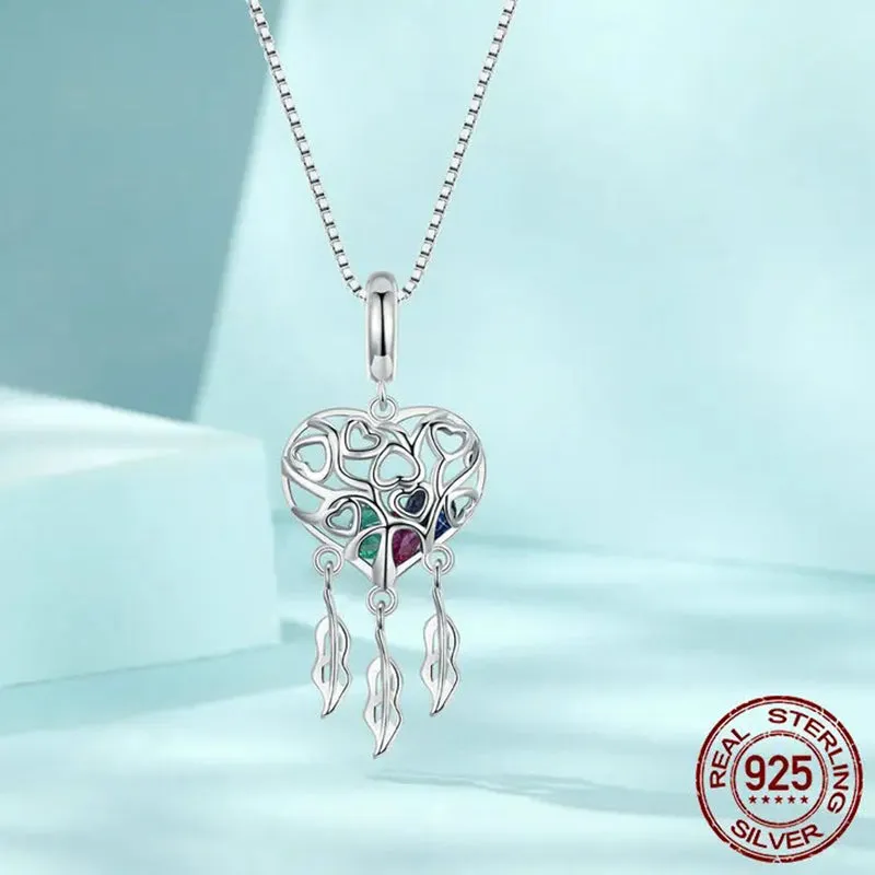 Dream Catcher Necklace 925 Sterling Silver Retro Vintage Tree of Life Jewelry Birthday Gifts for Women Girls