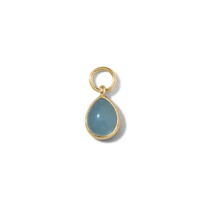 Droplet Charm, Aquamarine, Gold