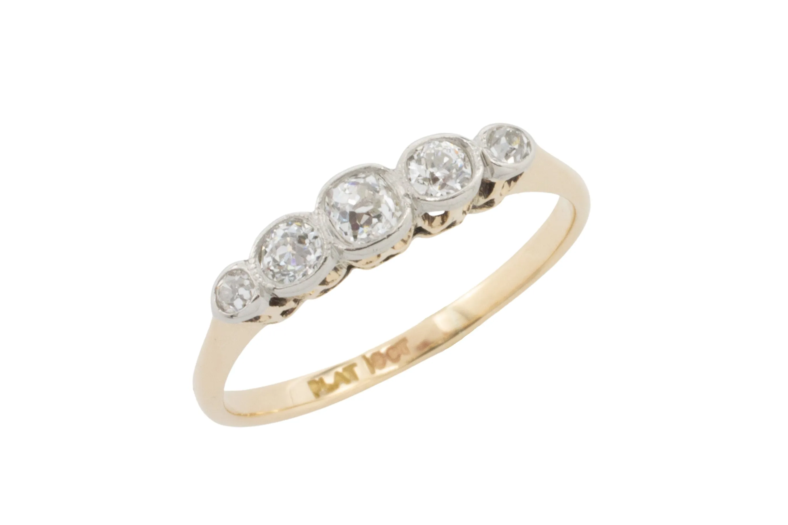 Edwardian period five stone old cut diamond ring