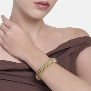 Estele Gold Tone Elegant & Stretchable Beaten Gold Bracelet for Women