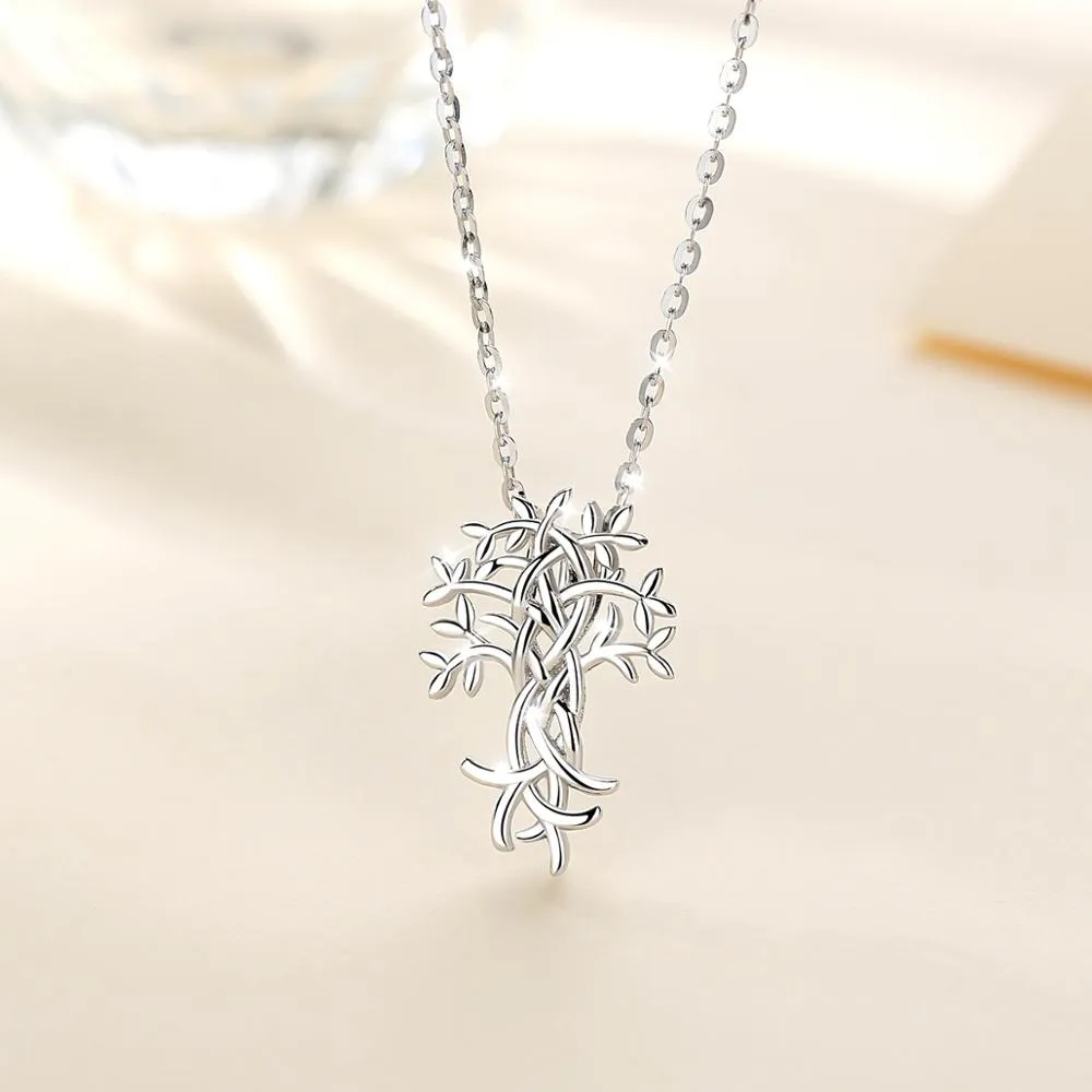 EUDORA Sterling Silver Celtic Knot Tree Of Life Pendant Necklace for Women