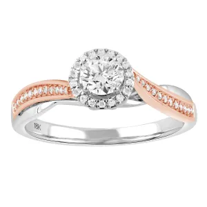 Facets of Love Halo Ring with 0.35ct of Diamonds in 18ct White Gold and 18ct Rose Gold