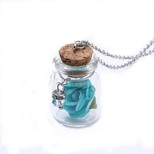 Fashion Glass Tiny Wishing Bottle Charm Necklace