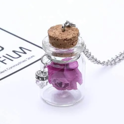 Fashion Glass Tiny Wishing Bottle Charm Necklace