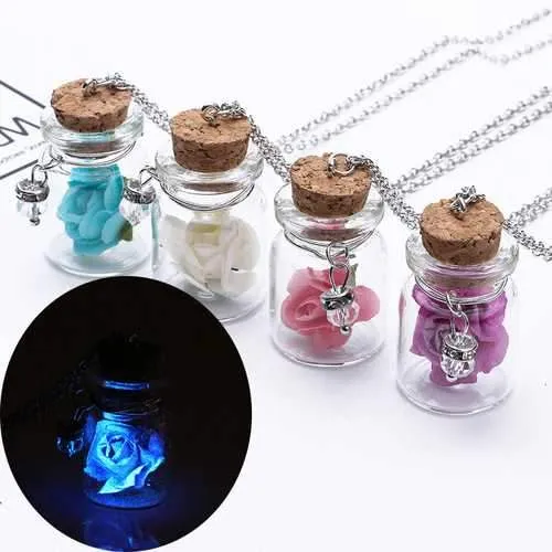 Fashion Glass Tiny Wishing Bottle Charm Necklace