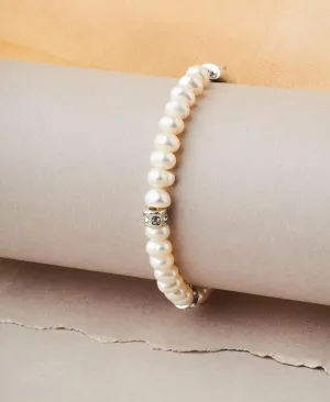 Fashionable Stone Studded Ring Pearl Bracelet