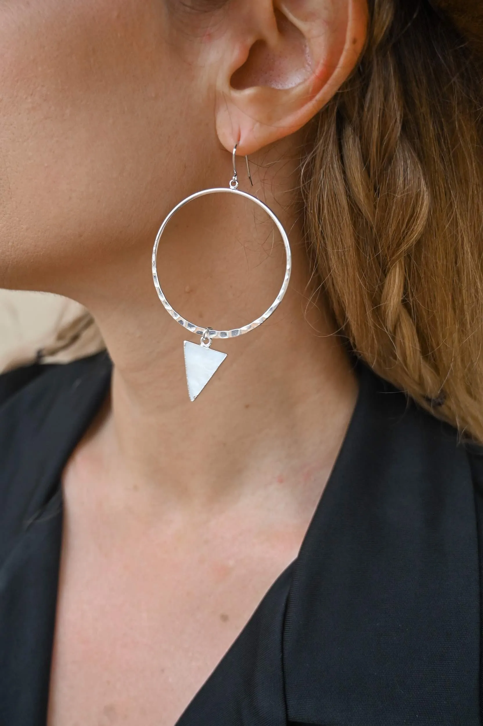 Feminine Energy Mother of Pearl Silver Hoops