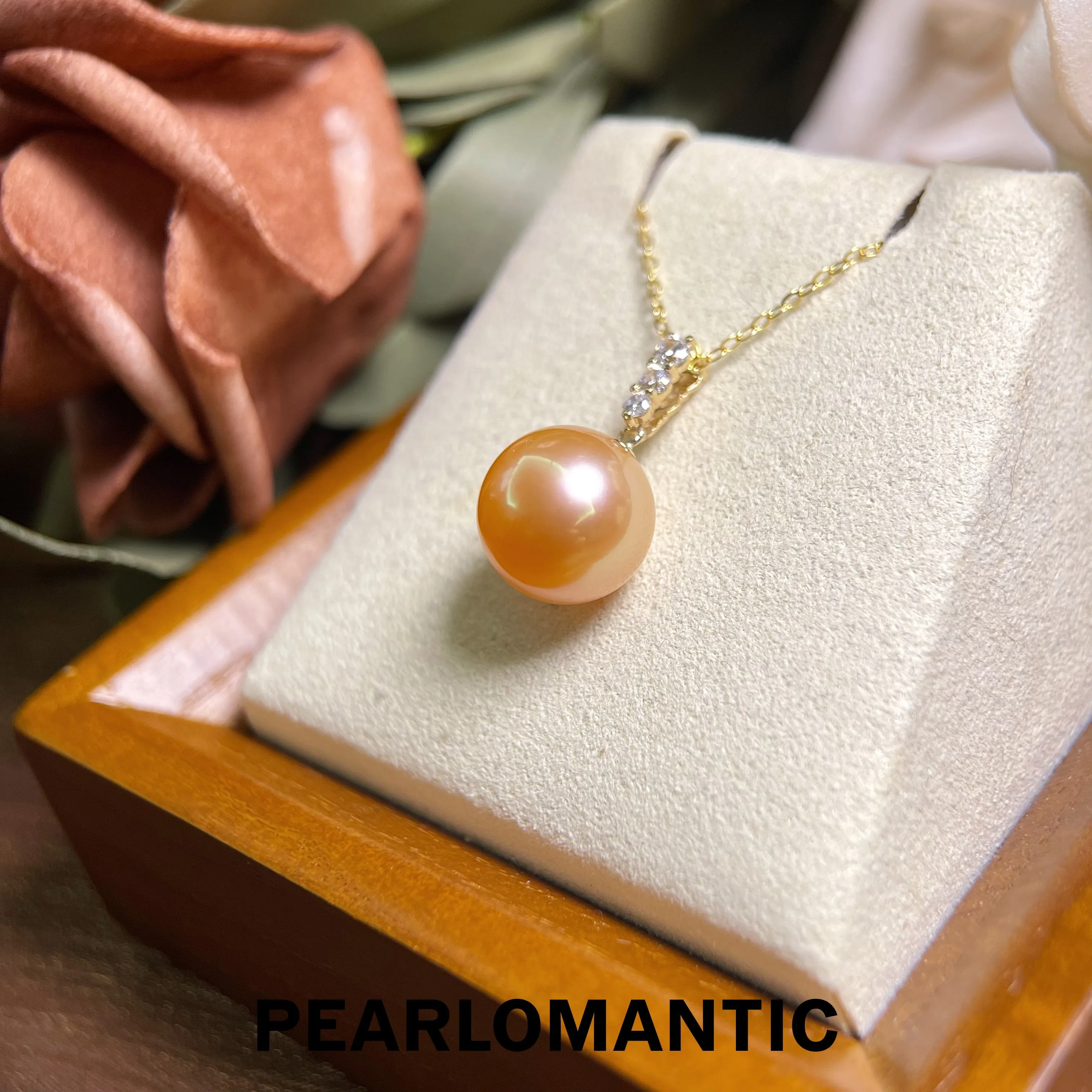 [Fine Jewelry] Freshwater Edison Pearl 11-12mm Rare Natural Color Zircon Pendants w/ 18k Gold