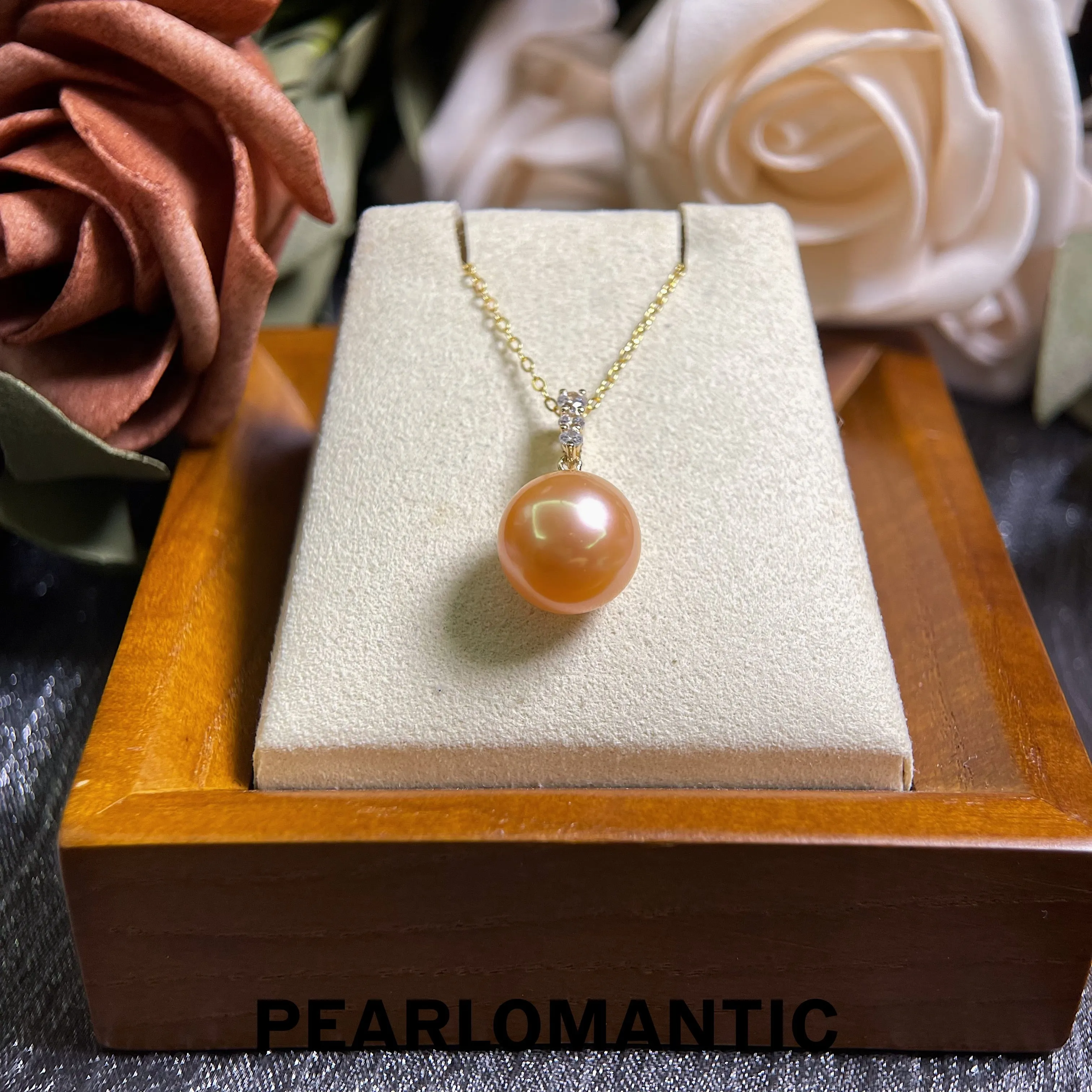 [Fine Jewelry] Freshwater Edison Pearl 11-12mm Rare Natural Color Zircon Pendants w/ 18k Gold