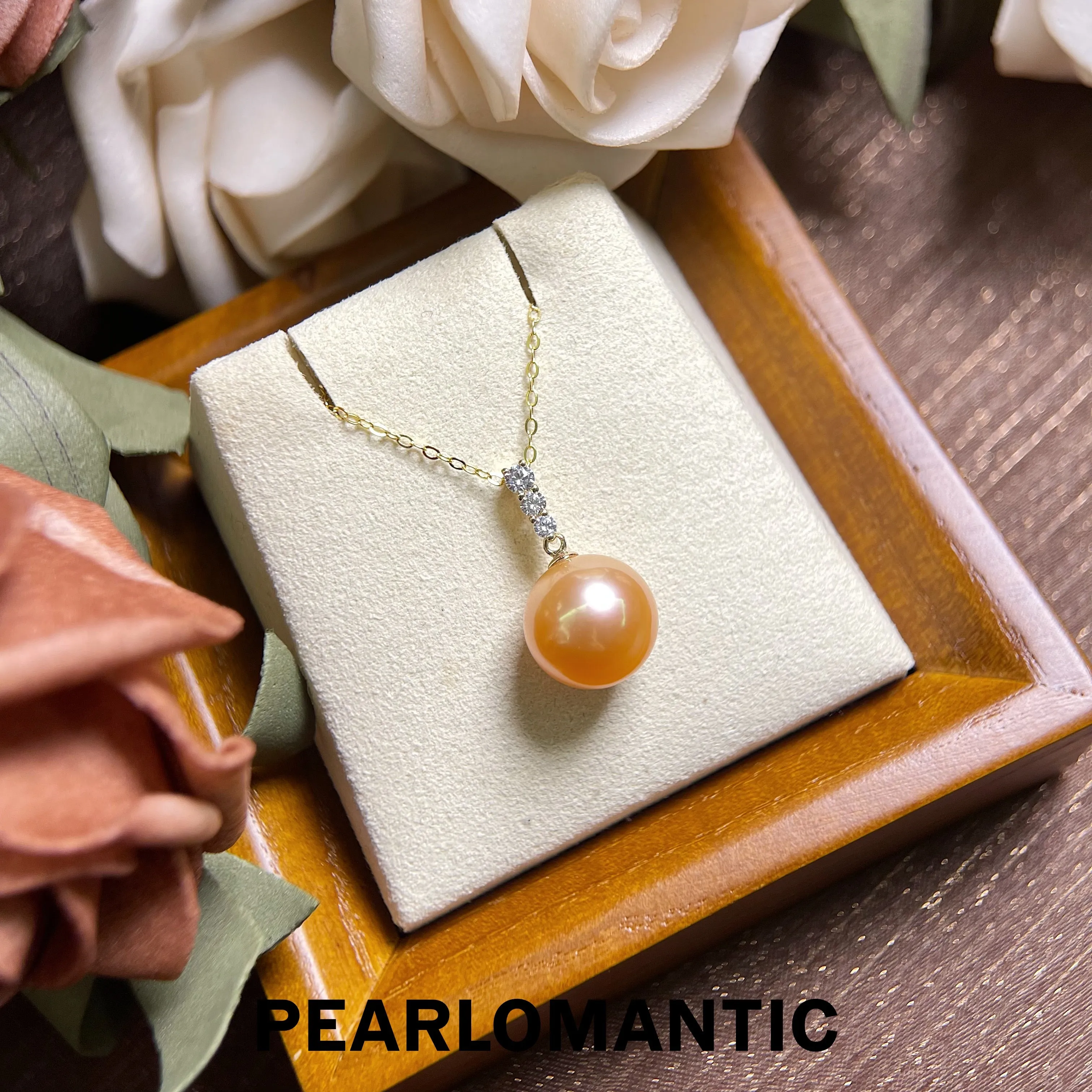 [Fine Jewelry] Freshwater Edison Pearl 11-12mm Rare Natural Color Zircon Pendants w/ 18k Gold