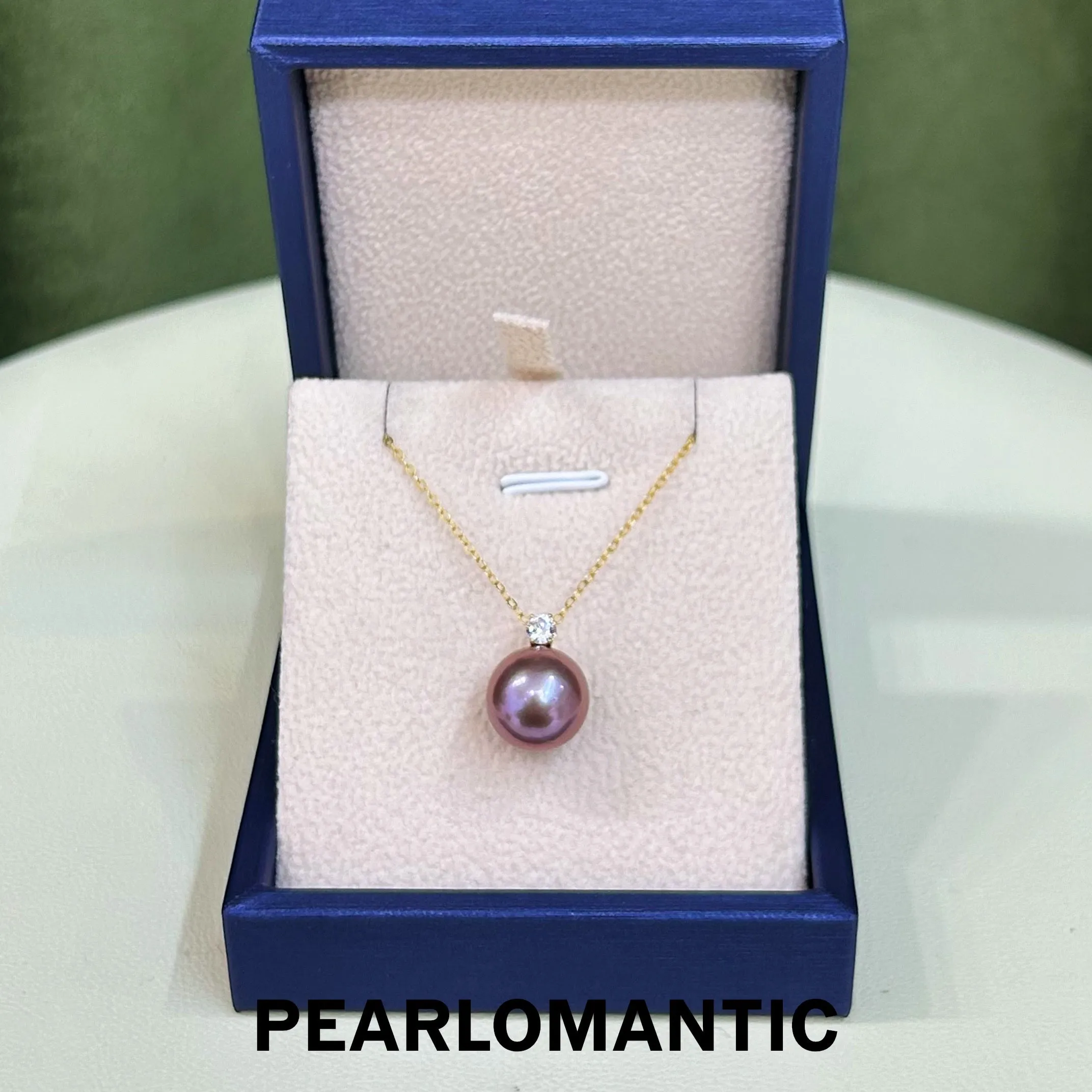 [Fine Jewelry] Freshwater Pearl Purple Color Pendants & Earrings Set w/ 18k Gold