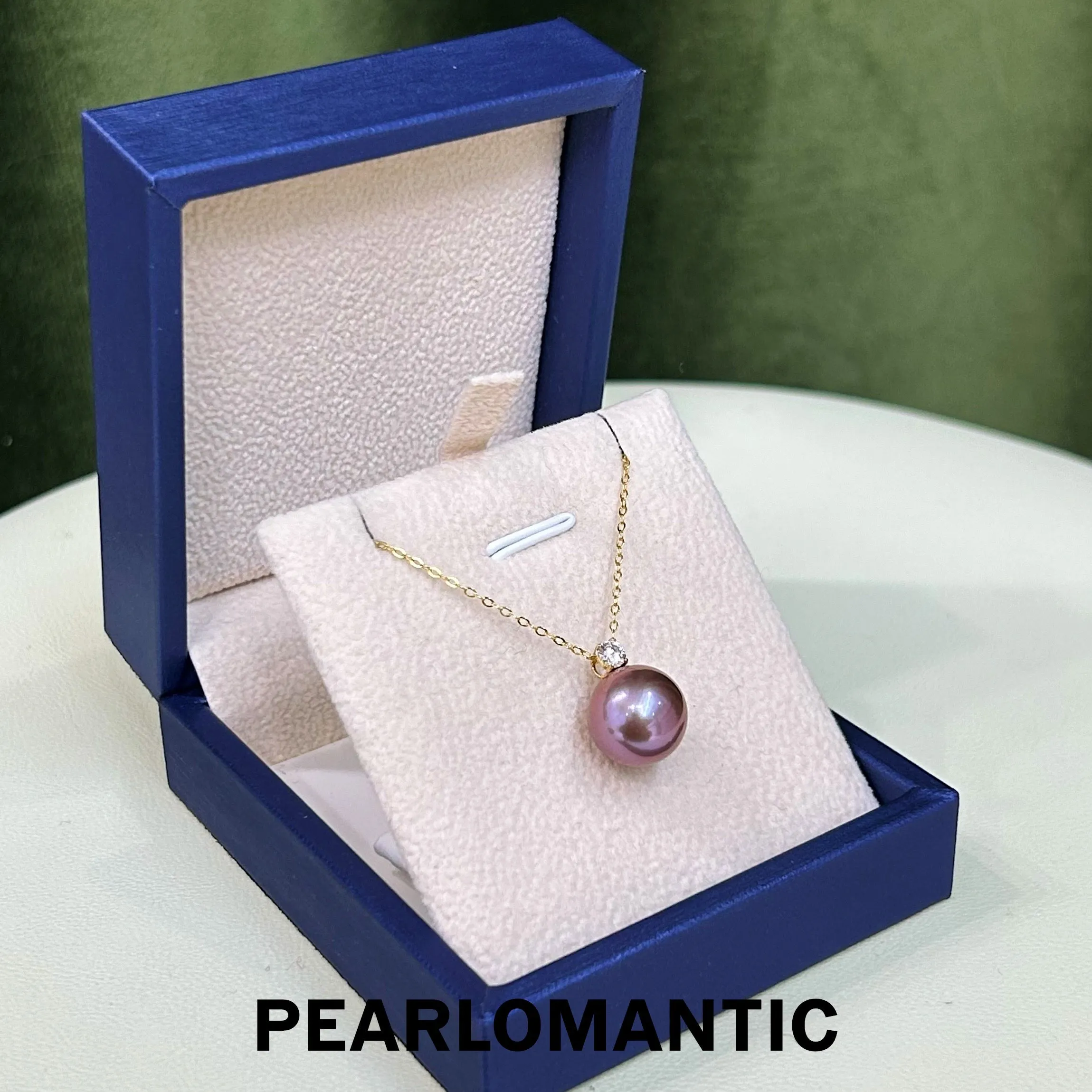 [Fine Jewelry] Freshwater Pearl Purple Color Pendants & Earrings Set w/ 18k Gold