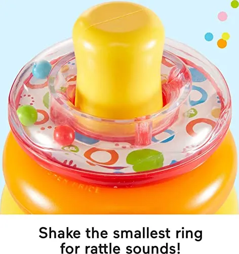 Fisher-Price Baby Stacking Toy Rock-A-Stack, Roly-Poly Base With 5 Colorful Rings For Ages 6  Months