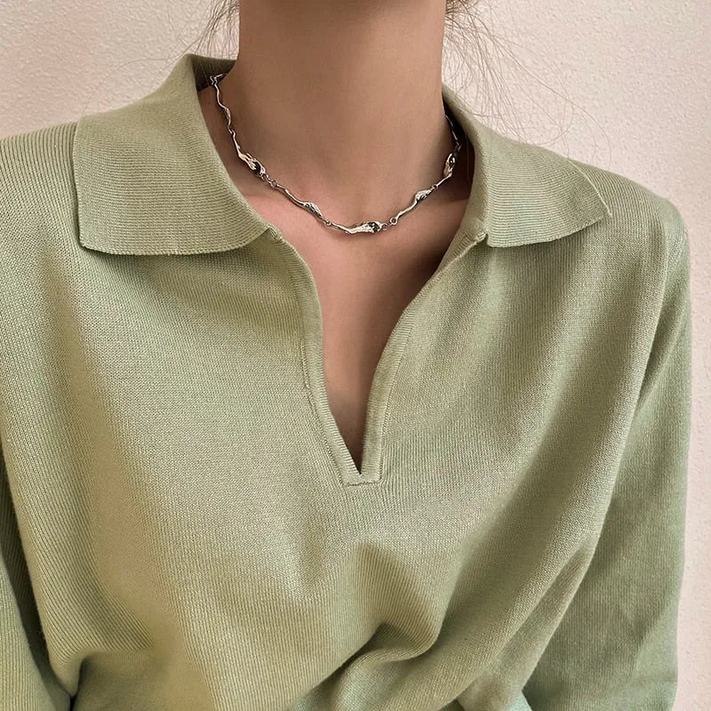 Flytonn Korean Fashion Kurapika Chains Necklace For Women Irregular Geometric Short Choker Punk Gothic Jewelry Trend