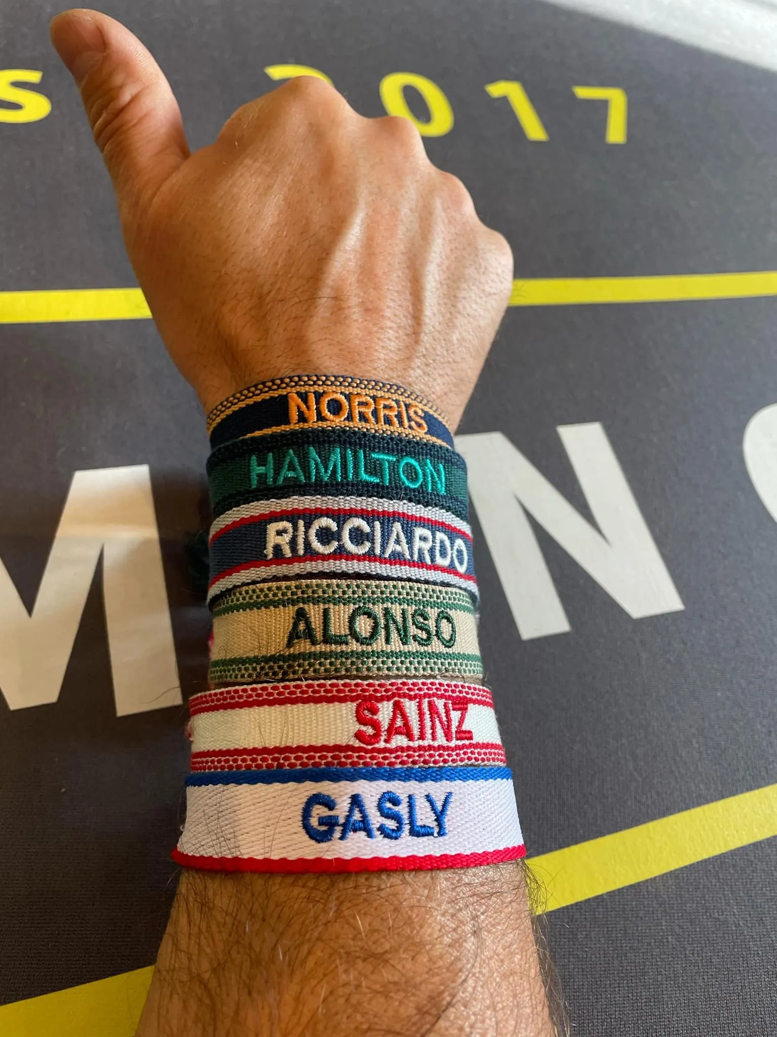 FORMULA ONE WRISTBANDS / BRACELETS/ NORRIS / HAMILTON/ ALONSO