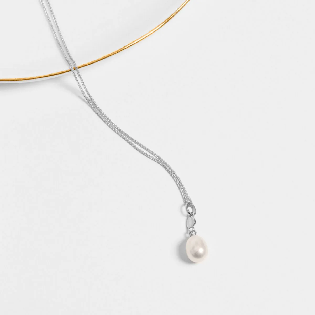 Freshwater Pearl Dot Pendant (Silver)