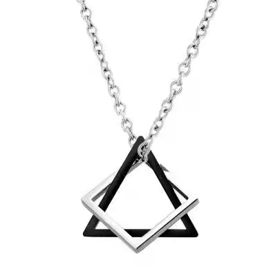 Geometry Interlocking Square Triangle Male Pendant For Mentitanium Steel Modern Trendy Geometric Stacking Streetwear Necklace